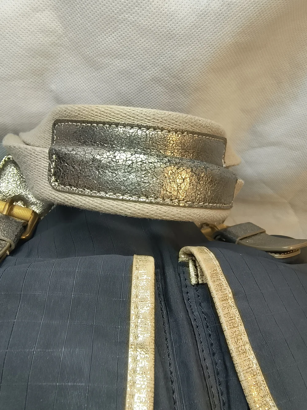 Marc Jacobs Navy Messenger Bag with Gold Trim
